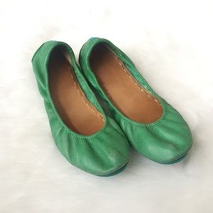 Tieks Clover Green Leather Ballet Flats